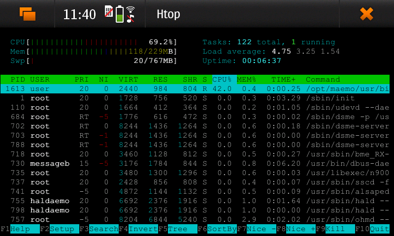 N900 htop