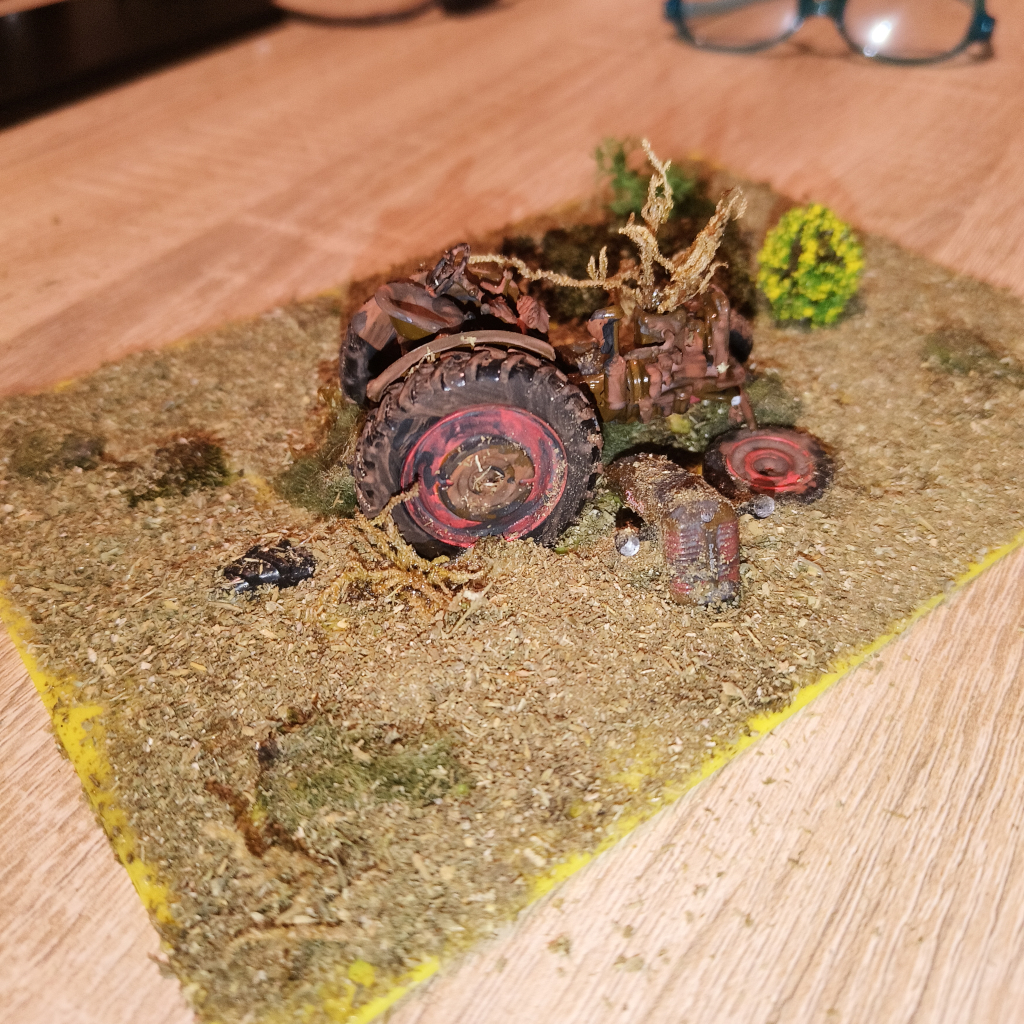 Broken tractor diorama